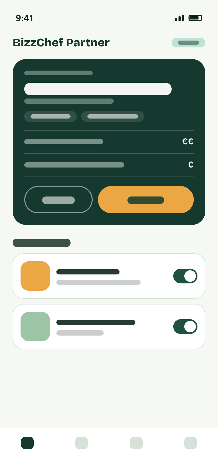 BizzChef partner view: receiving a group order