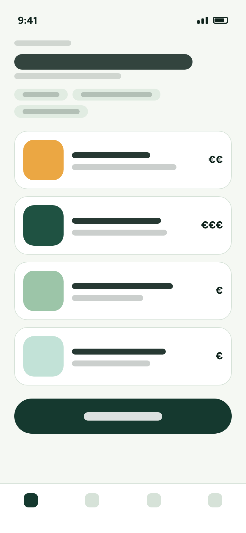 BizzChef app preview: browsing food options for a group